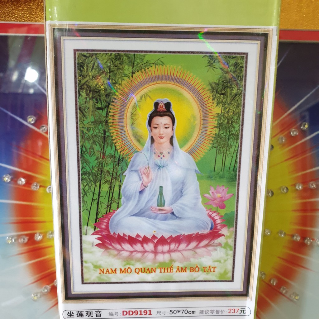 Tranh Đính Đá QUAN ÂM BỒ TÁT (ĐÁ ABC CAO CẤP). Kích Thước: 70cm x 50cm