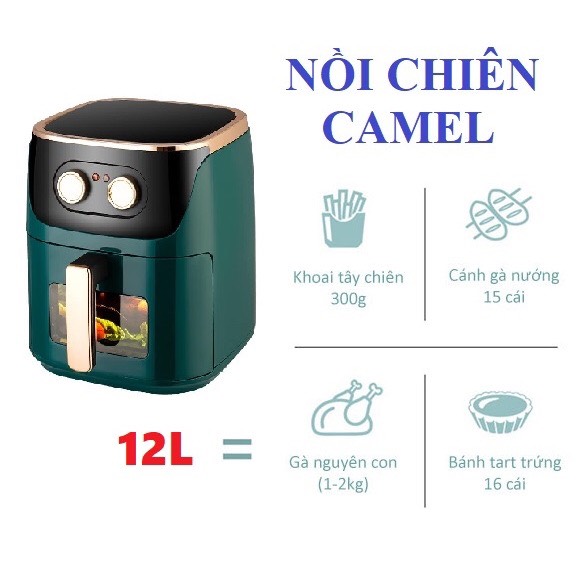 NỒI CHIÊN KHÔNG DẦU CAMEL 12 LÍT BẢO HÀNH 12 THÁNG .Một chiếc nồi tích hợp nhiều công năng sẽ giúp bạn tiết kiệm được diện tích khiến căn bếp của bạn trở nên gọn gàng ngăn nắp hơn.