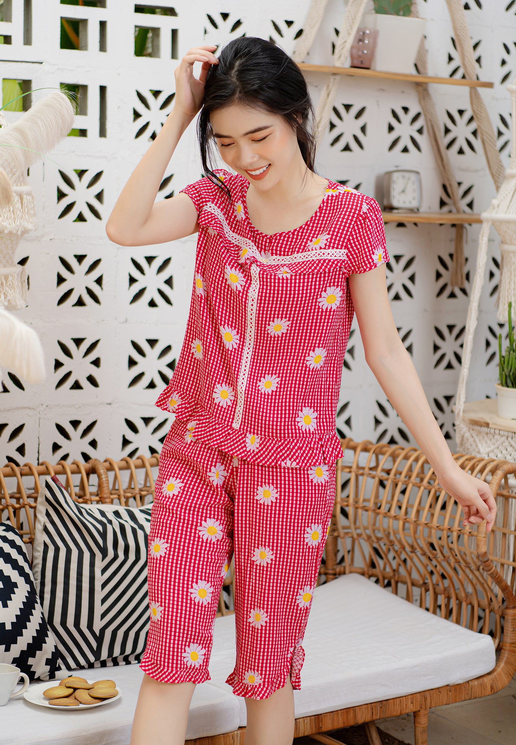 Bộ lửng lanh bông cúc Mila