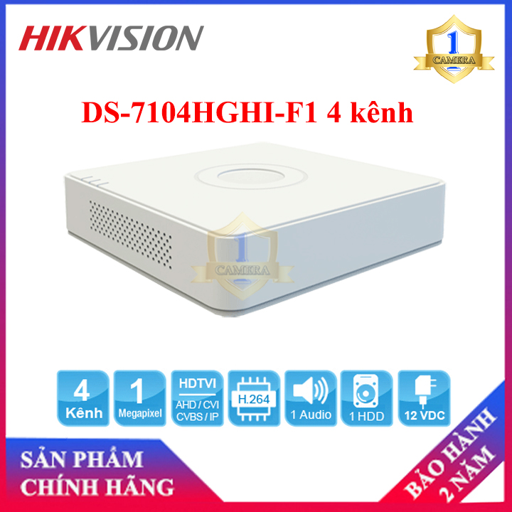 Đầu ghi Camera TVI HIKVISION DS-7104HGHI-F1 4 kênh, hỗ trợ camera TVI 2MP ở chế độ lite - Camera Số 1