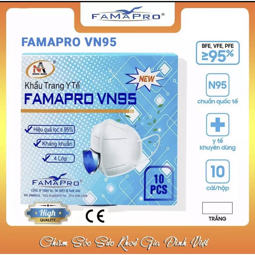 Hộp 10 khẩu trang nam anh famapro vn95
