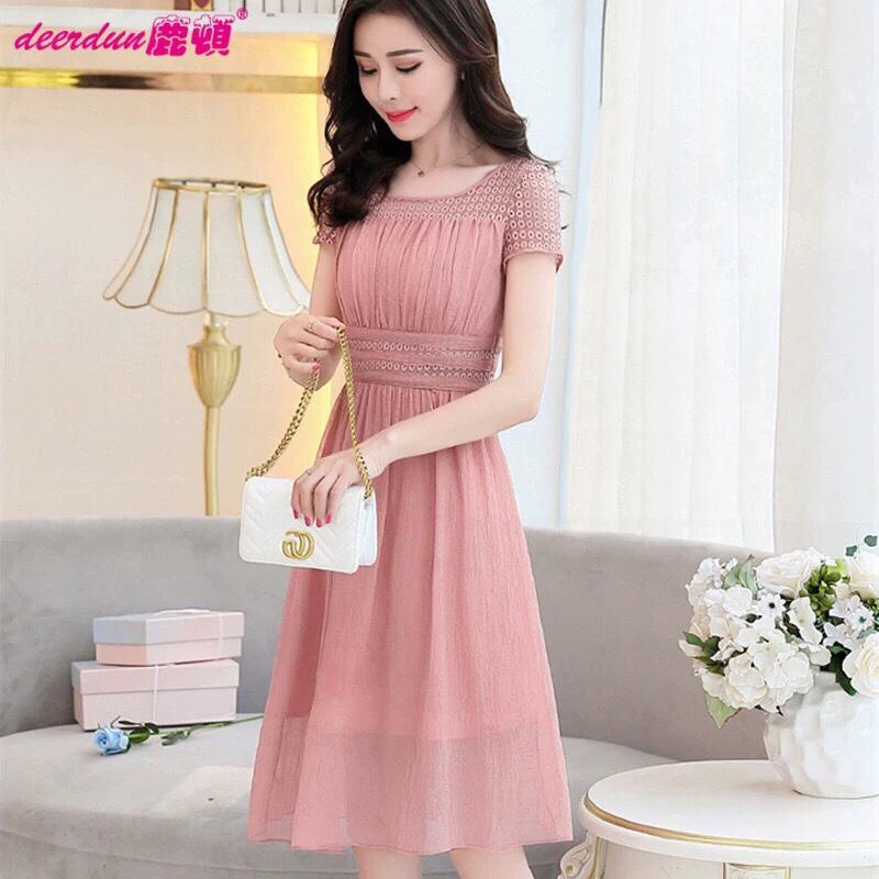 ĐẦM VOAN LỤA PHỐI REN BAO ĐẸP HN0719