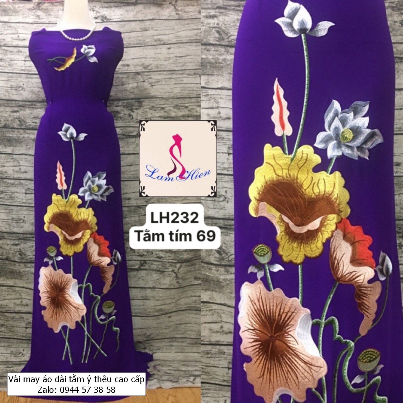 Vải áo dài thêu cao cấp modell LH232