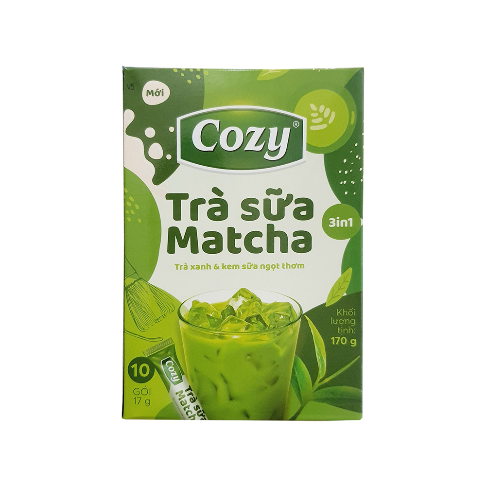 Trà sữa Cozy matcha 3in1, trà sữa Anh Quốc hộp 10 gói