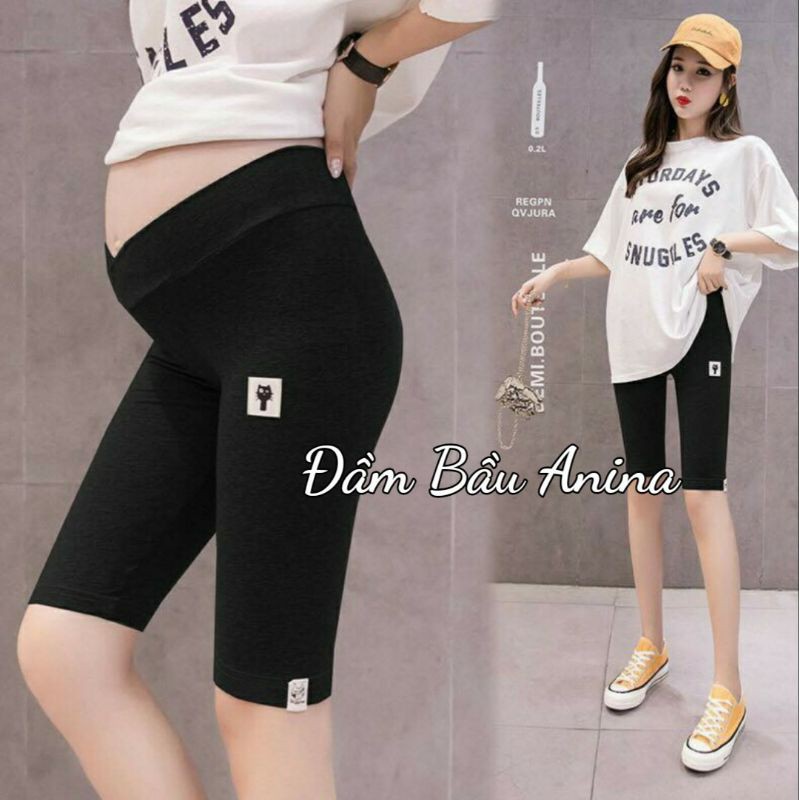 Quần bầu legging lửng cạp chéo mèo-quần bầu ngố đẹp QB9011