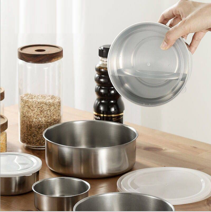 Bộ 5 thố inox lạnh có nắp đậy - bộ thố inox lạnh - bộ 5 hộp inox
