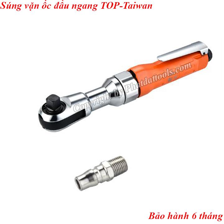 Máy vặn ốc khí nén đầu ngang TOP -Tay vặn ốc-Cờ lê tự động Tốc độ không tải :160rpm Lưu lượng khí :85L/phút Đầu kết nối khẩu :1/2 inch M10