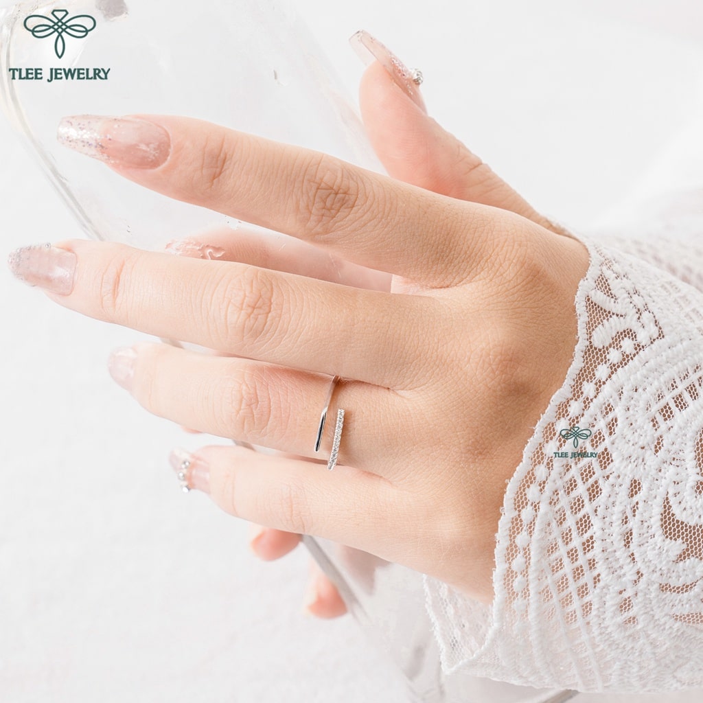 Nhẫn bạc nữ TLEE khúc cây đính đá freesize cao cấp TleeJewelry A0277