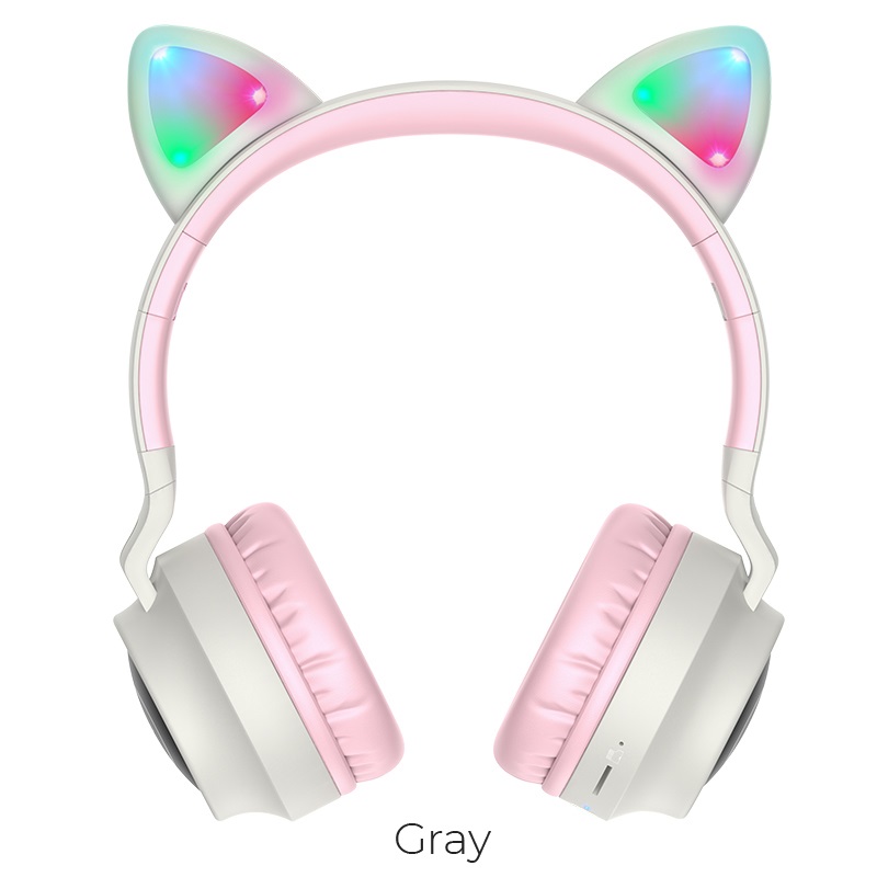 Tai nghe Bluetooth chụp tai Hoco W27 Cat ear BT V5.0 pin dùng 5H AUX input đèn Led - Hãng phân phối chính thức - Nhất Tín Computer