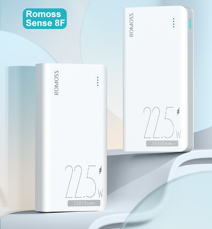 Pin dự phòng sạc nhanh Romoss Sense 8F dung lượng 30000mAh - sạc nhanh QC 22.5W và PD 20W (2 phân loại) Nhất Tín Computer