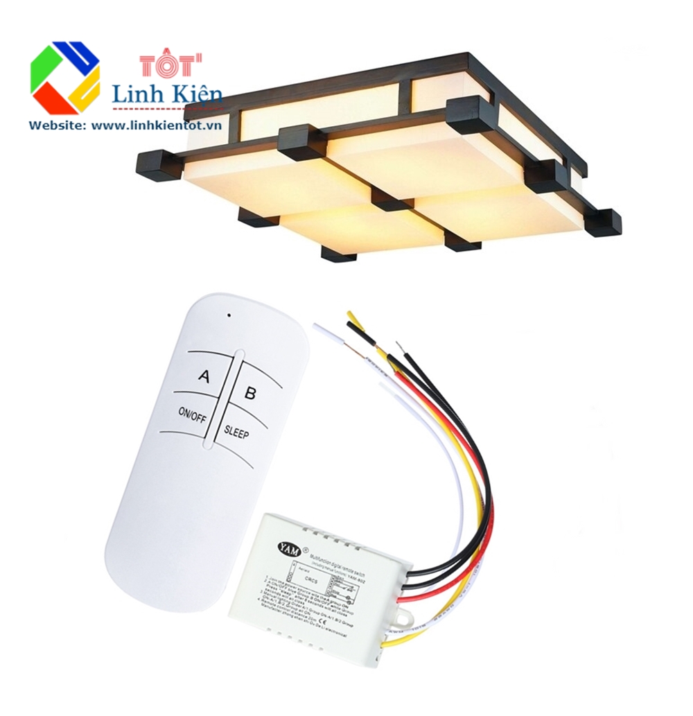 Bộ công tắc điều khiển từ xa 2 kênh (2 đèn) sóng RF - công tắc không dây đèn 220v