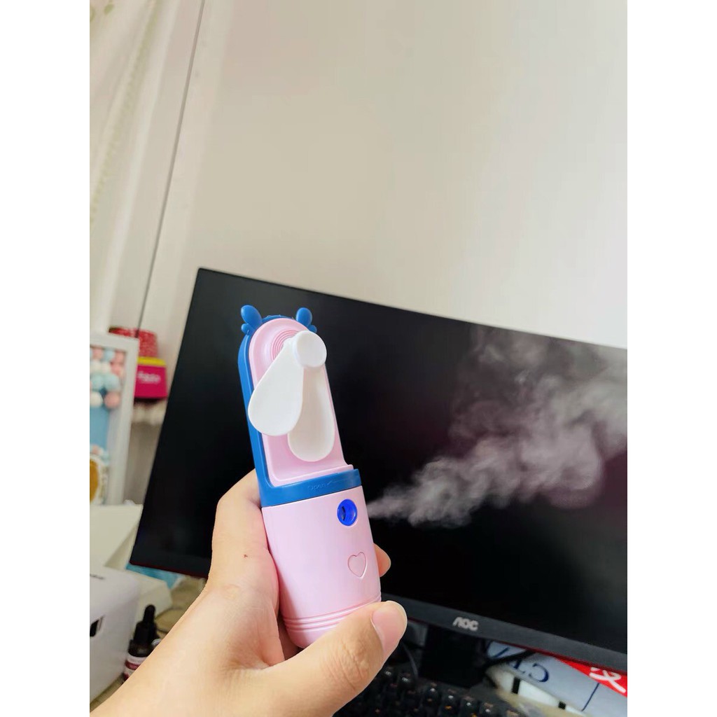 Máy Phun Sương Mini Kèm Quạt Cầm Tay Nhiều Màu Sắc