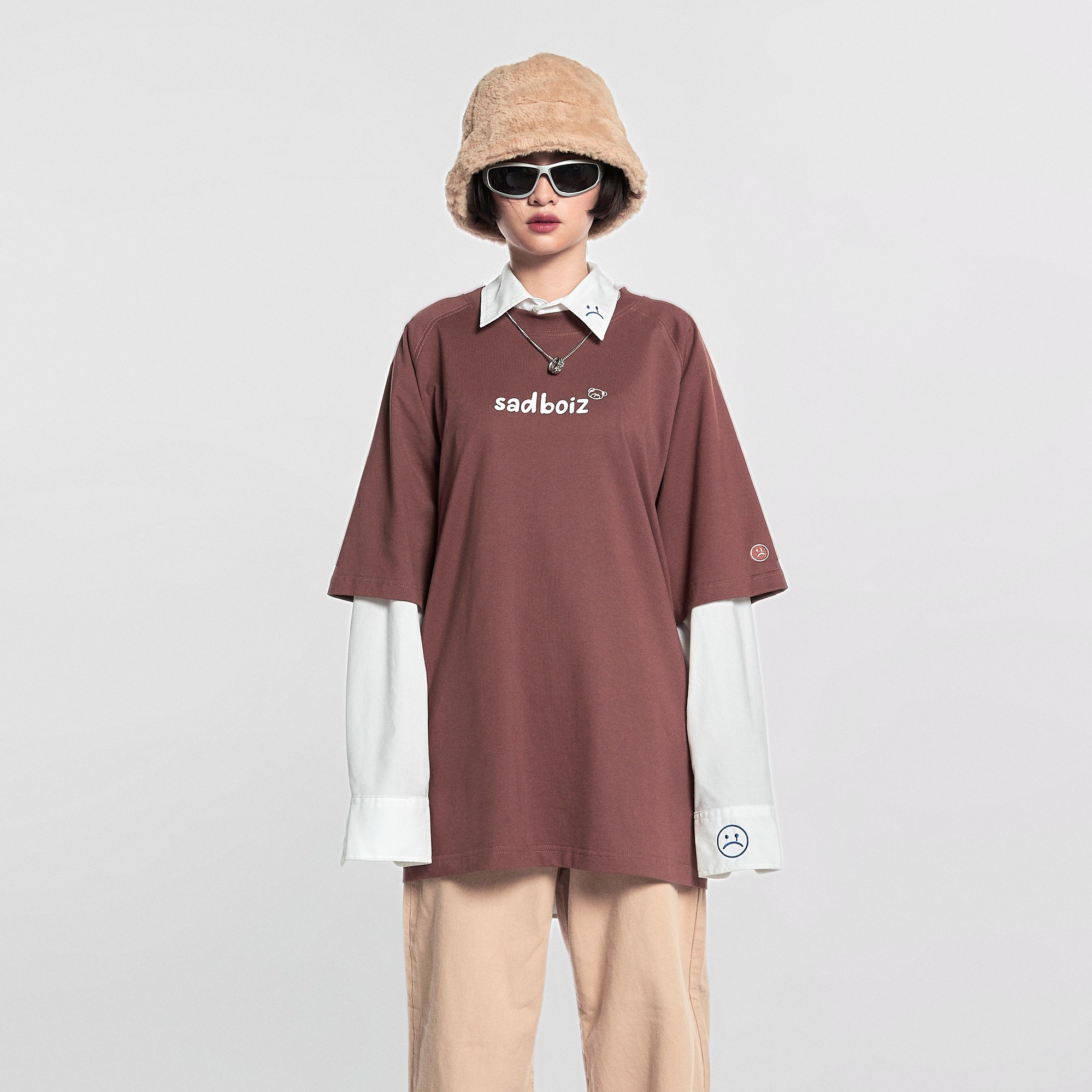 Áo thun SADBOIZ Teddycry Typo Brown