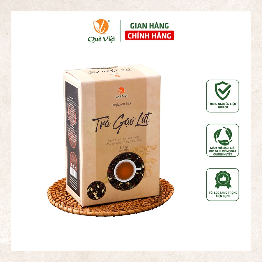 Trà gạo lứt Quê Việt thanh lọc gan, giải độc cơ thể nguyên liệu tự nhiên an toàn 600gr