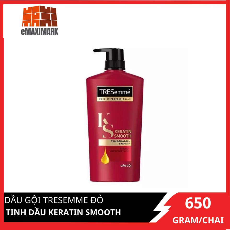 Dầu gội tresemmé đỏ tinh dầu keratin smooth chai 650g