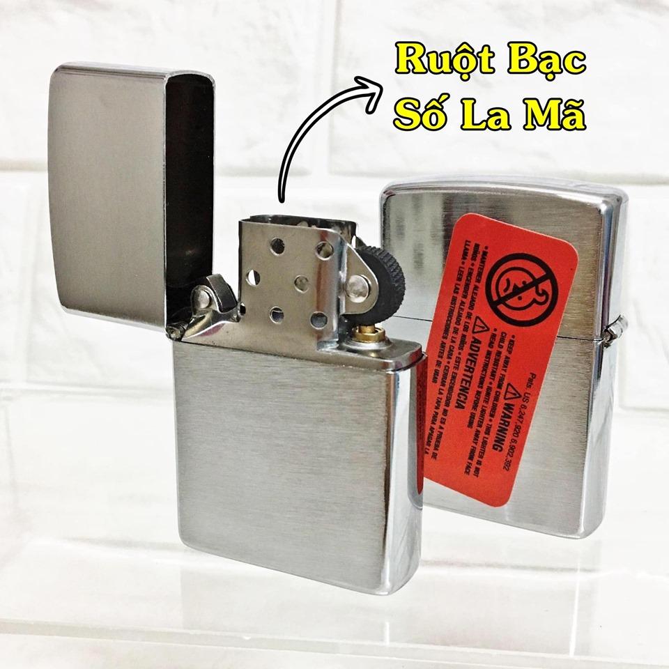 Hột quẹt bật lửa zippo u.s.a số la mã bạc xước