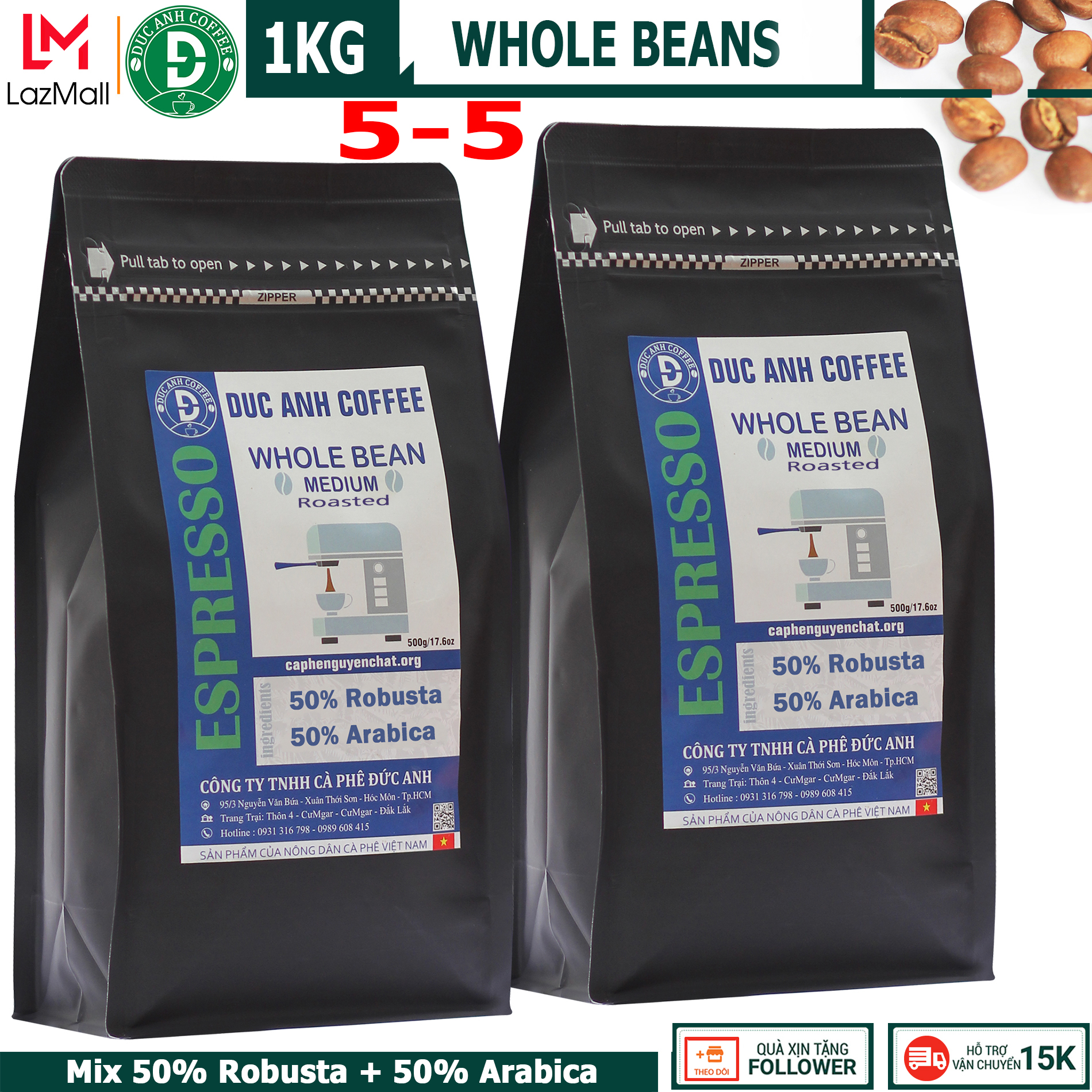 1kg Special whole beans coffee for Espresso machines with the rate Mix of