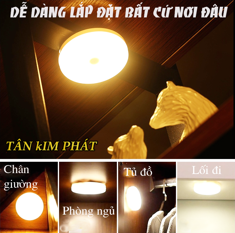 Đèn Led Thông Minh Cảm Ứng Dán Tường Sạc USB (Có Công Tắc)