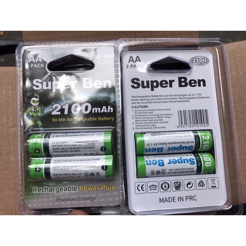 Pin sạc AA 2100mAh, giá vĩ 2 viên