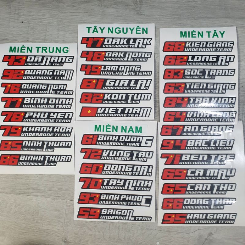 1 tem Underbone Team 64 tỉnh thành