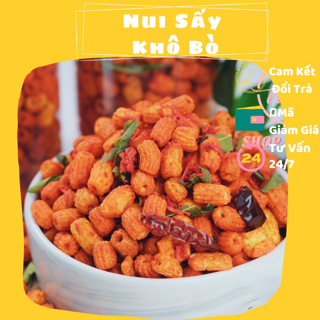 Nui Sấy Khô Bò Lá Chanh 250gr - hạt nui giòn tan, hoà cùng khô bò ngon - Shop Mẹ Bắp