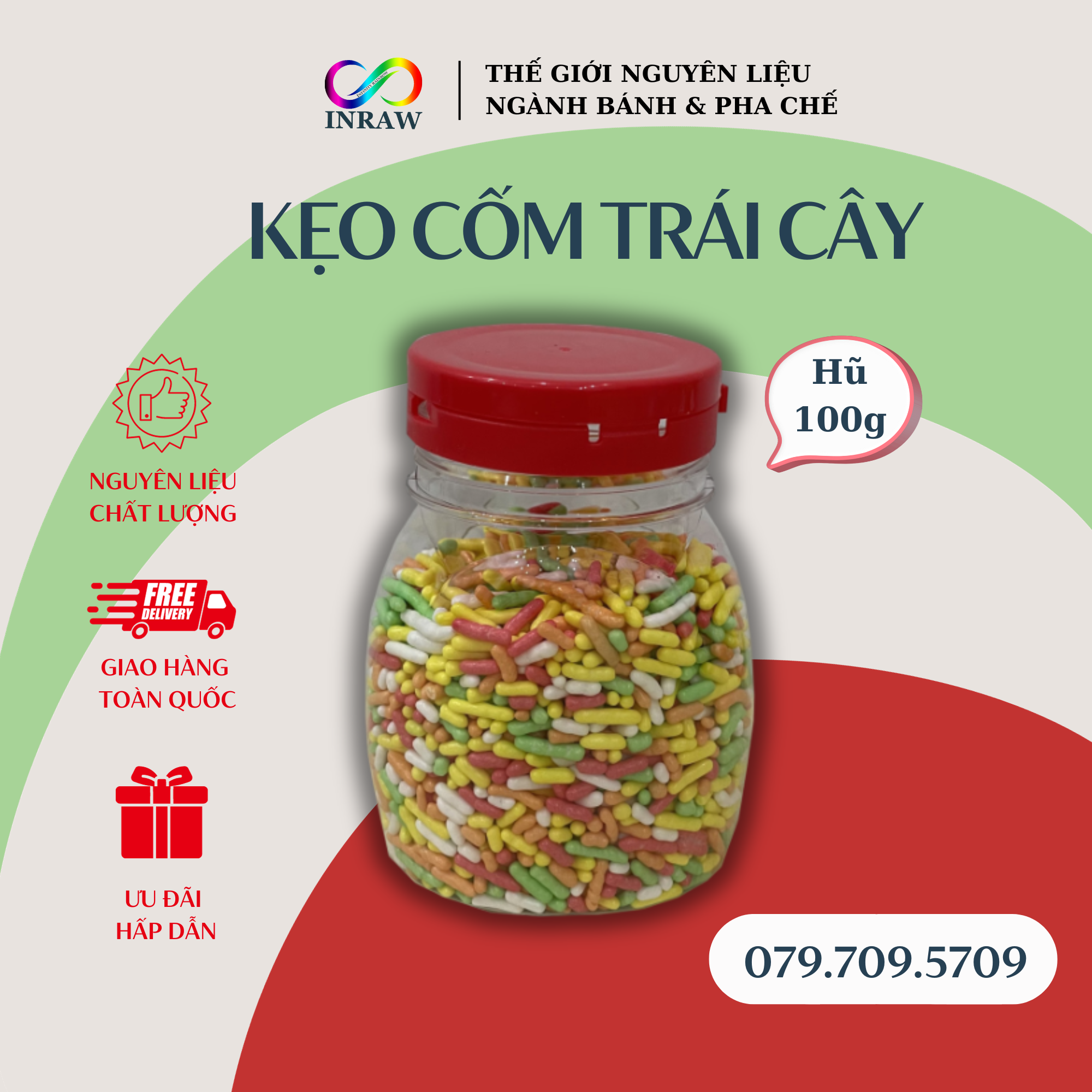 Kẹo Cốm Hương Trái Cây Trang Trí Bánh (Túi 1kg)
