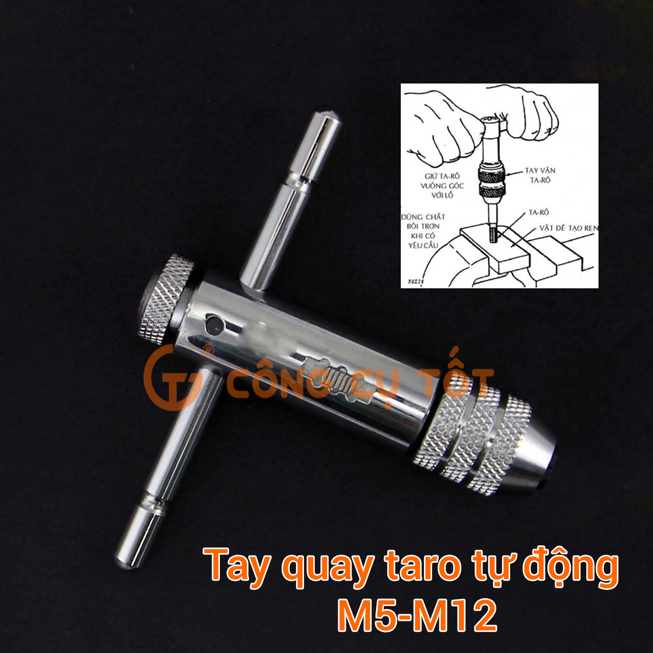 Tay quay taro tự động cỡ mũi từ m5-m12 dài 110mm