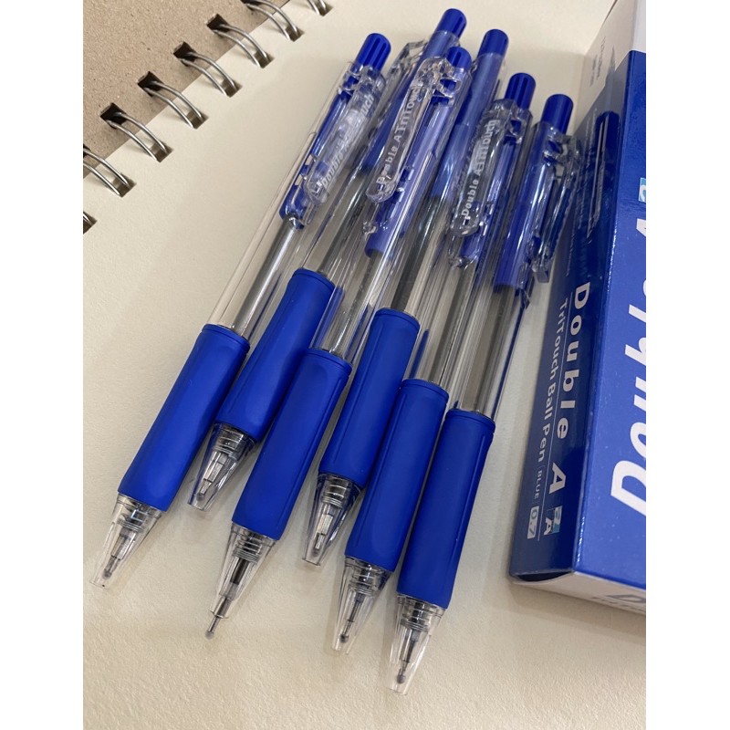 Combo 5 cây bút bi Double A Tritouch 0,7mm màu xanh