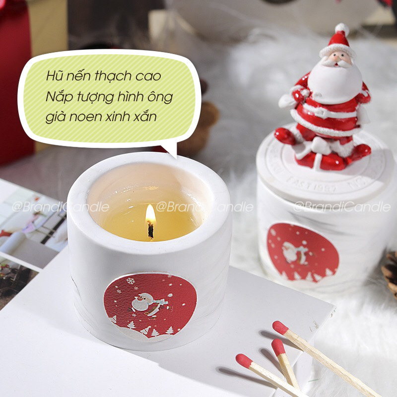 Nến thơm nắp tượng ông già noen [tặng kèm gói diêm giấy]