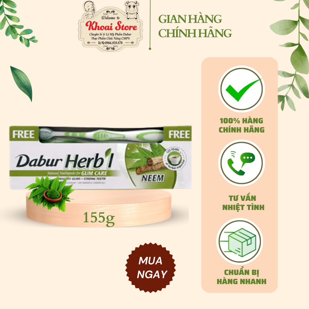 Kem Đánh Răng thiên nhiên Dabur Herbal - Neem 155g