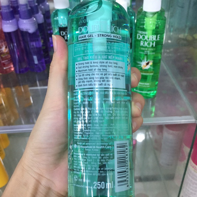 Gel tạo kiểu tóc Double Rich cứng vừa 250ml (màu xanh)