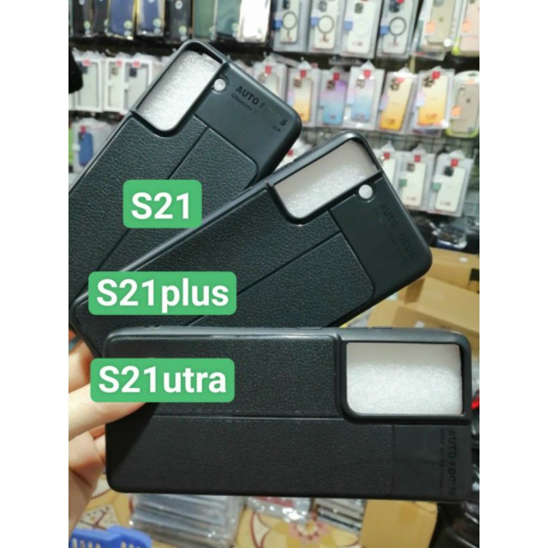 Ốp lưng dẻo auto focus cho samsung s21, s21 plus, s21 ultra vân giả da chống sốc