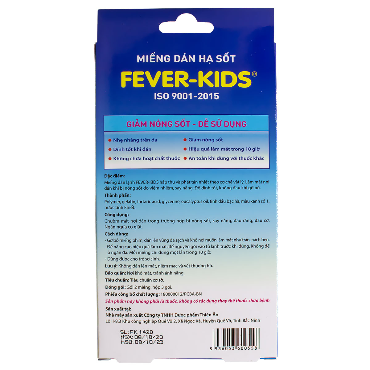 [HCM]Fever Kids Miếng Dán Hạ Sốt Hộp 6 Miếng