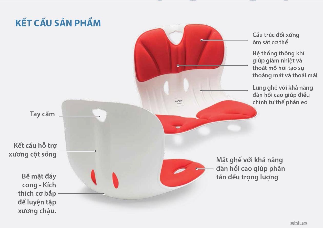 Ghế  chống gù Curble Chair Wider, phù hợp khoảng cân nặng 40-60kg, điều chỉnh tư thế ngồi, Hỗ trợ giảm áp lực cho cột sống Hàn Quốc [CHÍNH HÃNG ABLUE ]