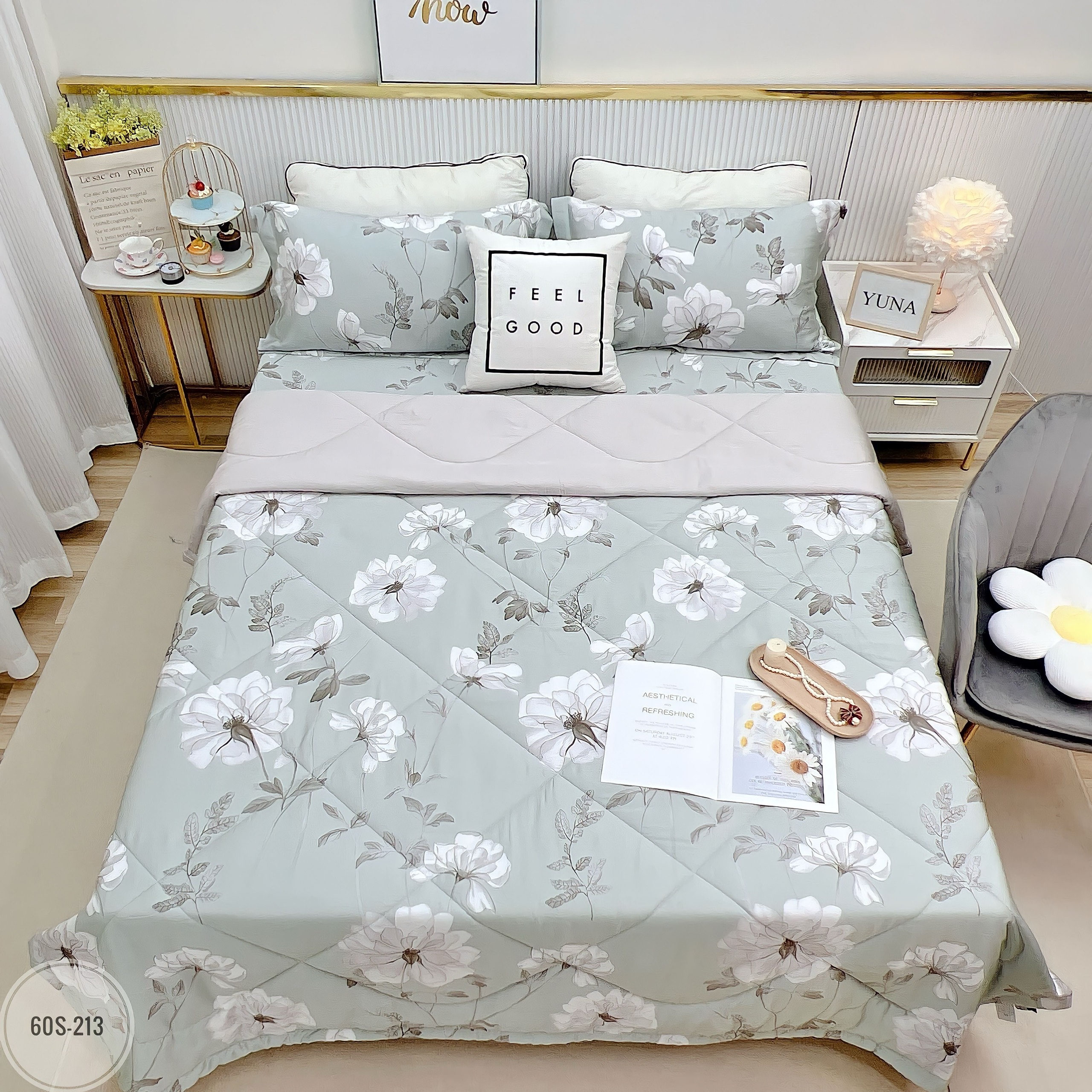 1.Bộ chăn ga gối LỤA TENCEL 60S ( ảnh shop tự chụp )