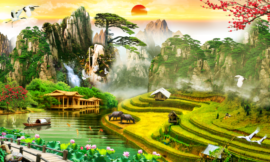 Tranh dán tường 3d phòng khách
