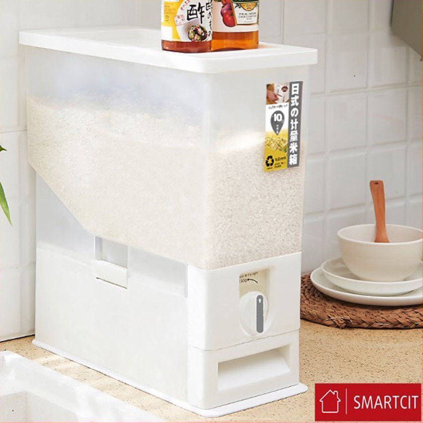 Thùng đựng gạo thông minh Tashuan 10kg nút vặn