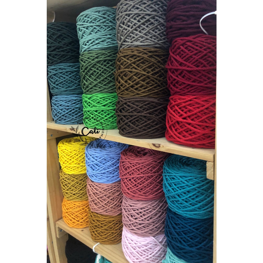 Dây thừng màu cotton thắt macrame size 3.5mm (Cuộn 500g)