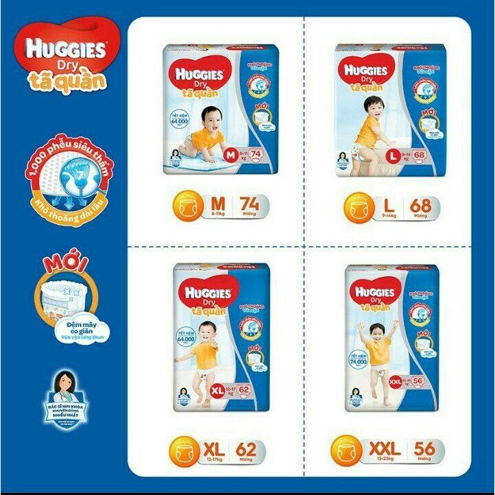 Tã quần Huggies L68. Date 2024