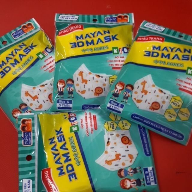 Khẩu Trang Trẻ Em 3D Mayan Gói 5 Cái