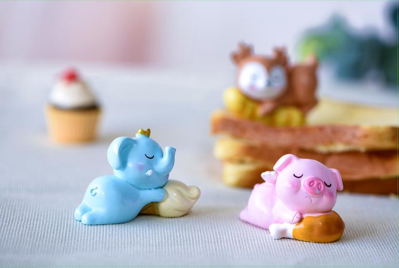 [HCM]Mô hình thú cưng nằm ngủ dễ thương trang trí tiểu cảnh thủy sinh terrarium chậu cây cảnh sen đá bánh kem