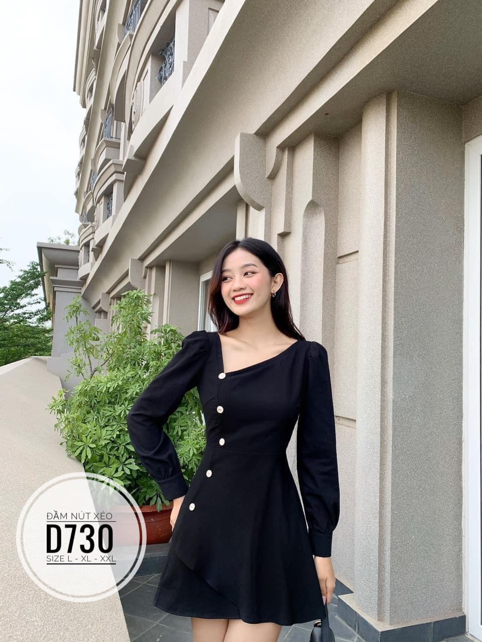 ĐẦM BIGSIZE NÚT XÉO LỆCH TÀ