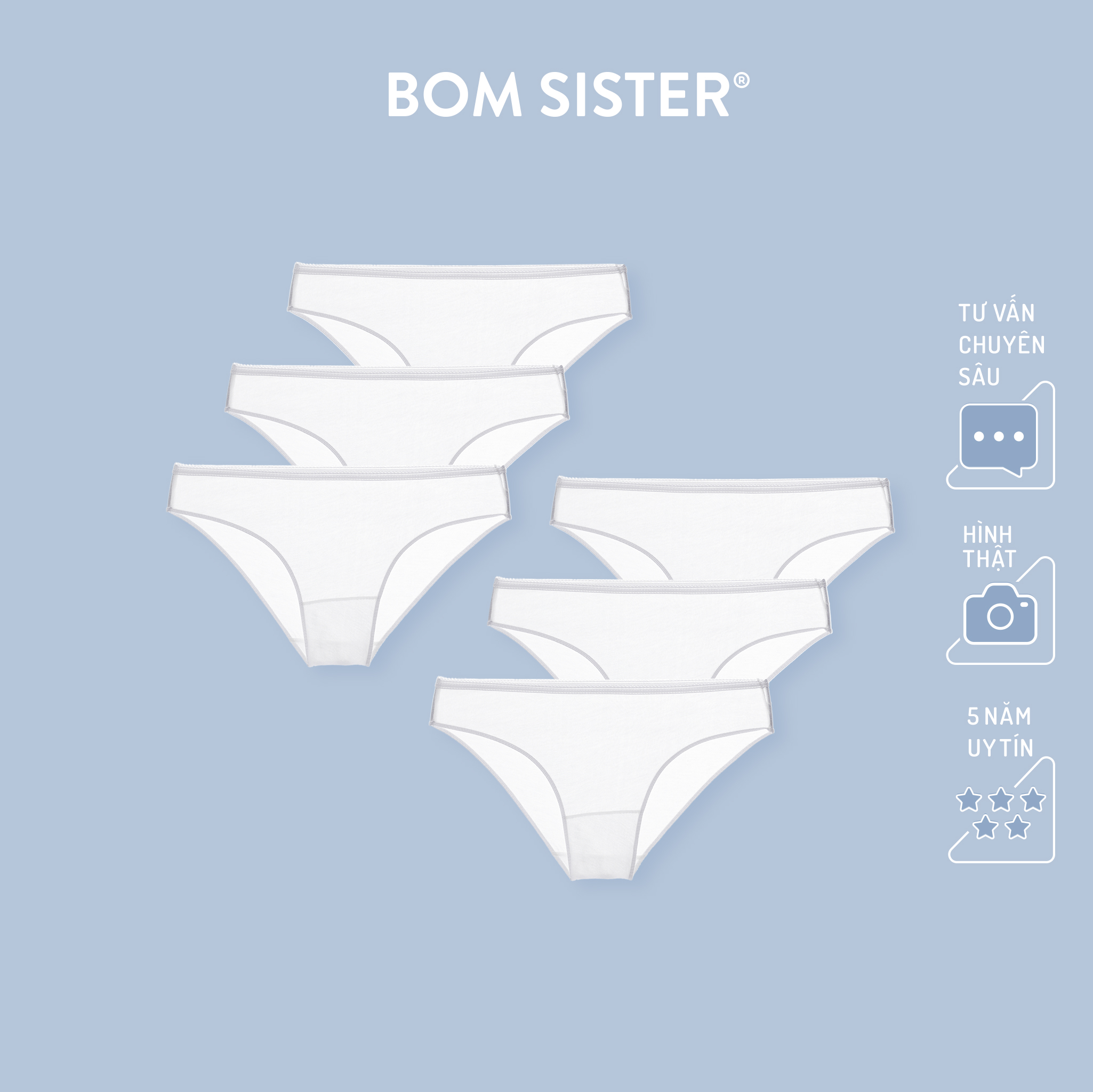 Combo 6 quần lót cotton sử dụng 1 lần lưng cao tới rốn BOM SISTER Q221