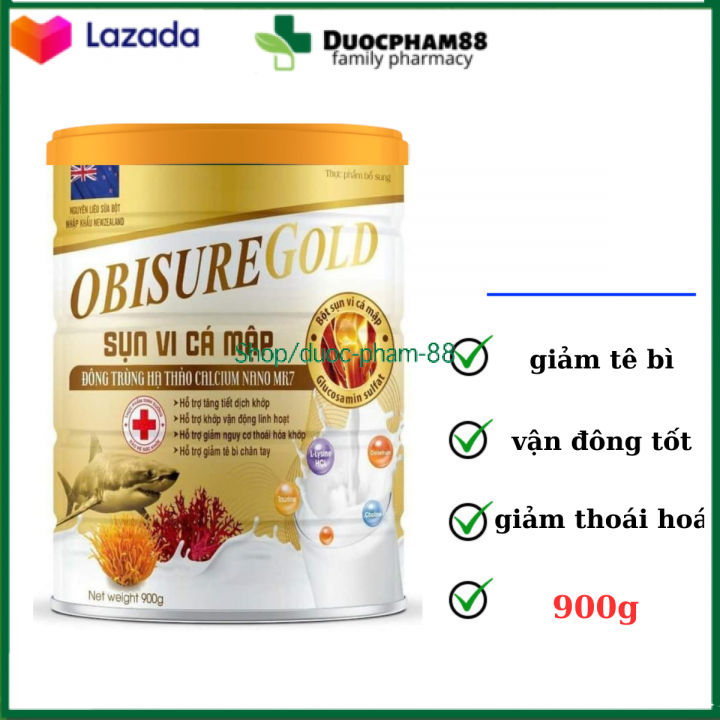 Sữa bột obisuregold sụn vi cá mập đông trùng hạ thảo calcium nano mk7 giúp bổ sung canxi giúp xương chắc khỏe, giảm nguy cơ loãng xương hộp 900g