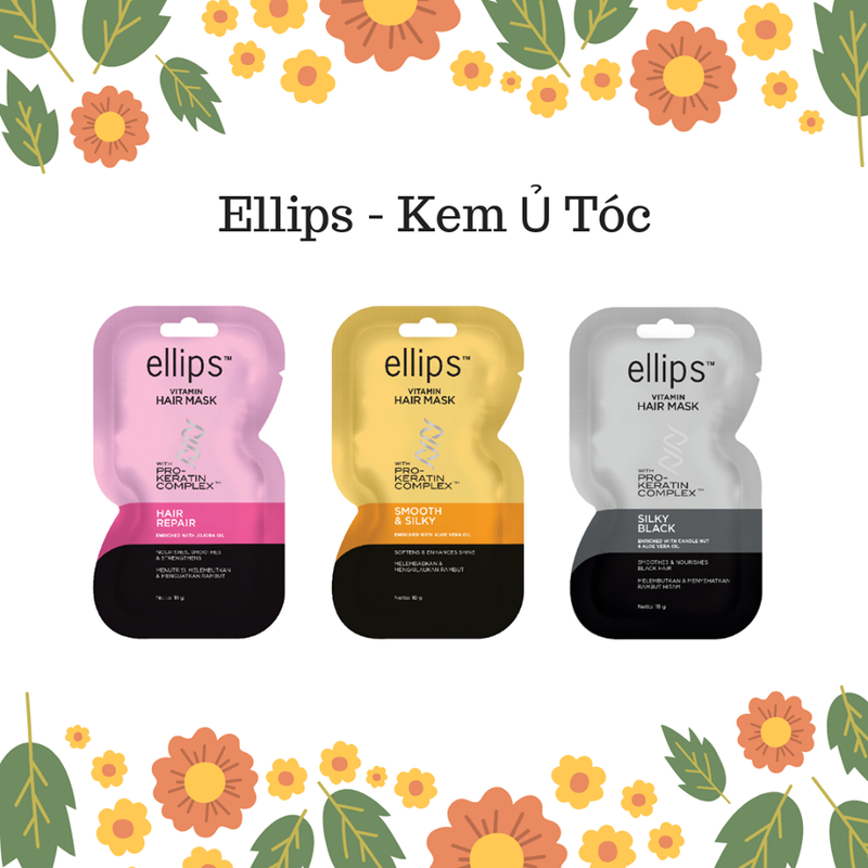 Ellips ủ tóc Keratin 18G Óng mượt (Ellips hair mask Keratin 18G Smooth & silky)