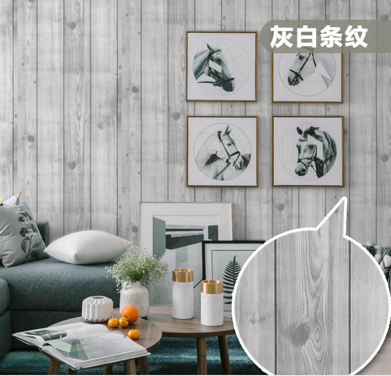 Cuộn 5m giấy dán tường Ván xám sọc khổ 45cm