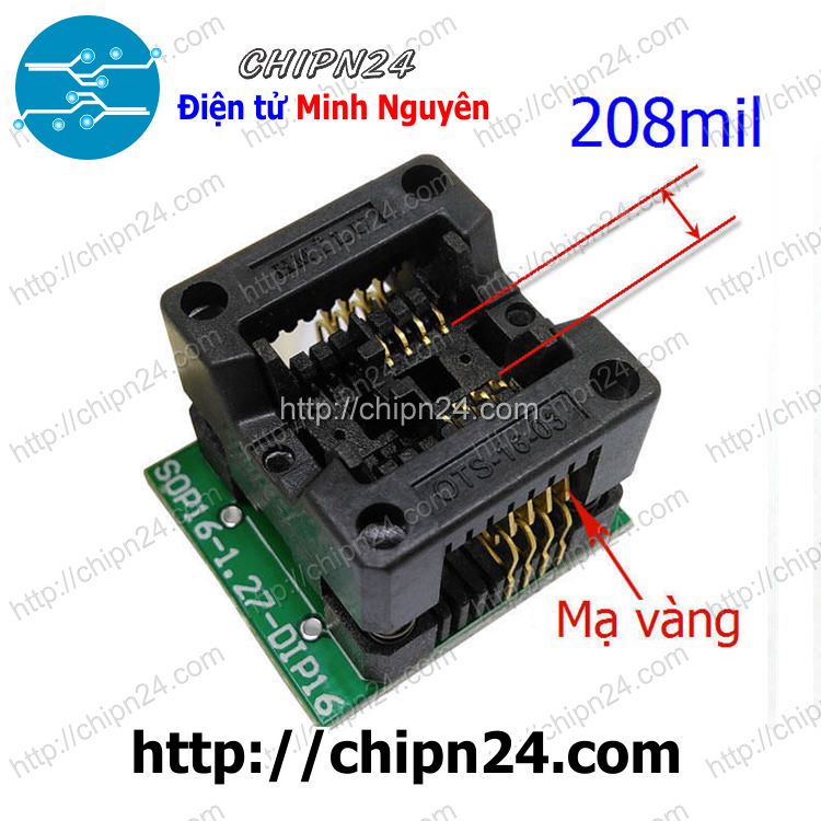 [1 cái] (dt3) đế nạp ic dán sop8 thân rộng 5.2mm (đế chuyển ic chân dán qua chân cắm, socket adapter converter programmer ic test)