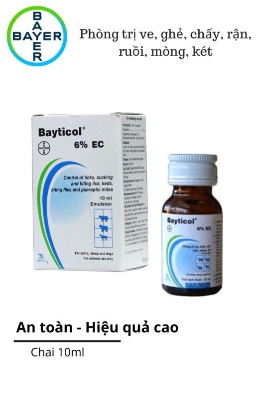 Dung dịch pha tắm hoặc phun xịt ghẻ, ve rận trên chó - Bayticol Bayer