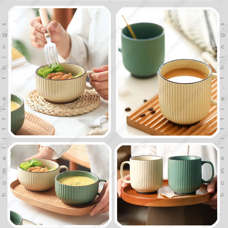 Ly cốc gốm sứ uống nước cà phê có vân sọc dọc