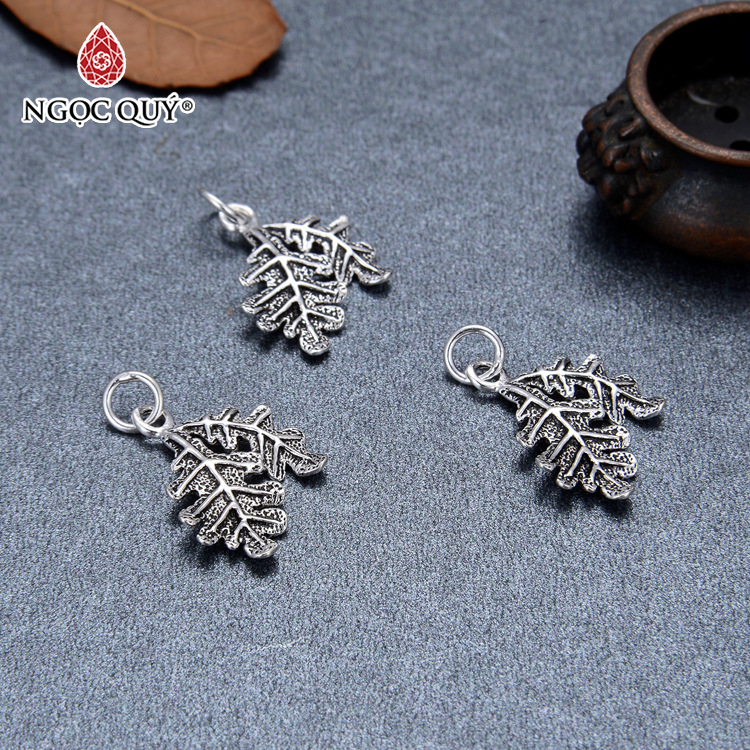 Charm bạc lá đôi treo - Ngọc Quý Gemstones